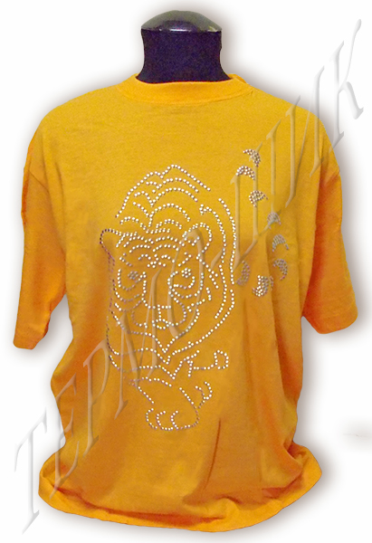 Жёлтая футболка с тигром из страз